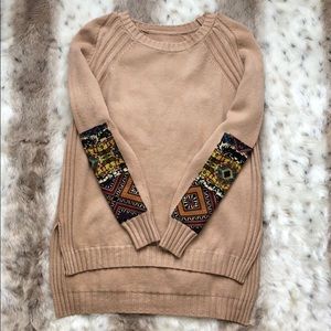 Aztec detail high-low sweater